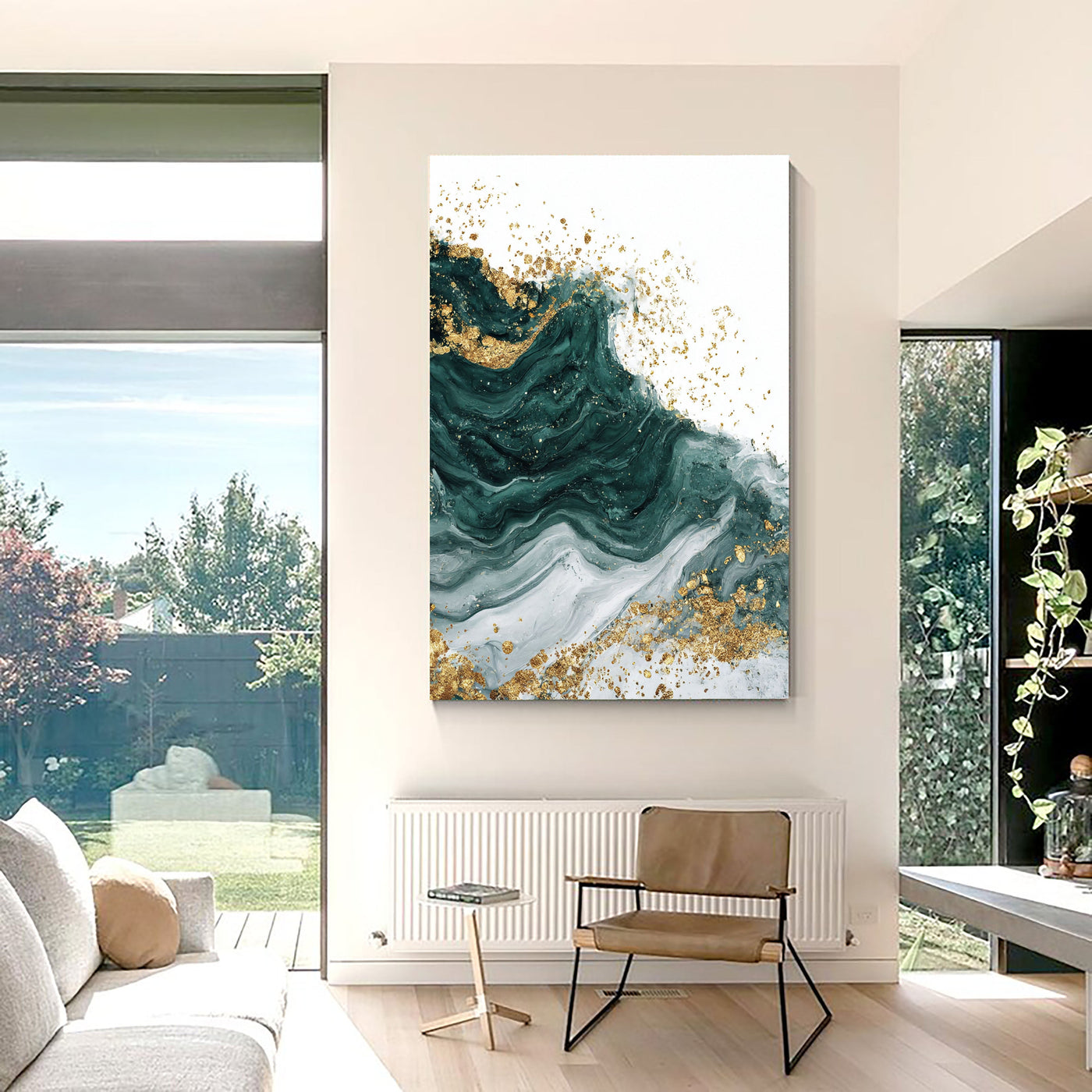 Textured Emerald Flow | Gilded Swirl