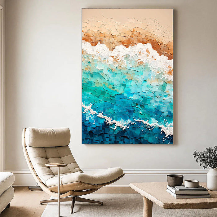 Textured Coastal Waves | Teal Sand