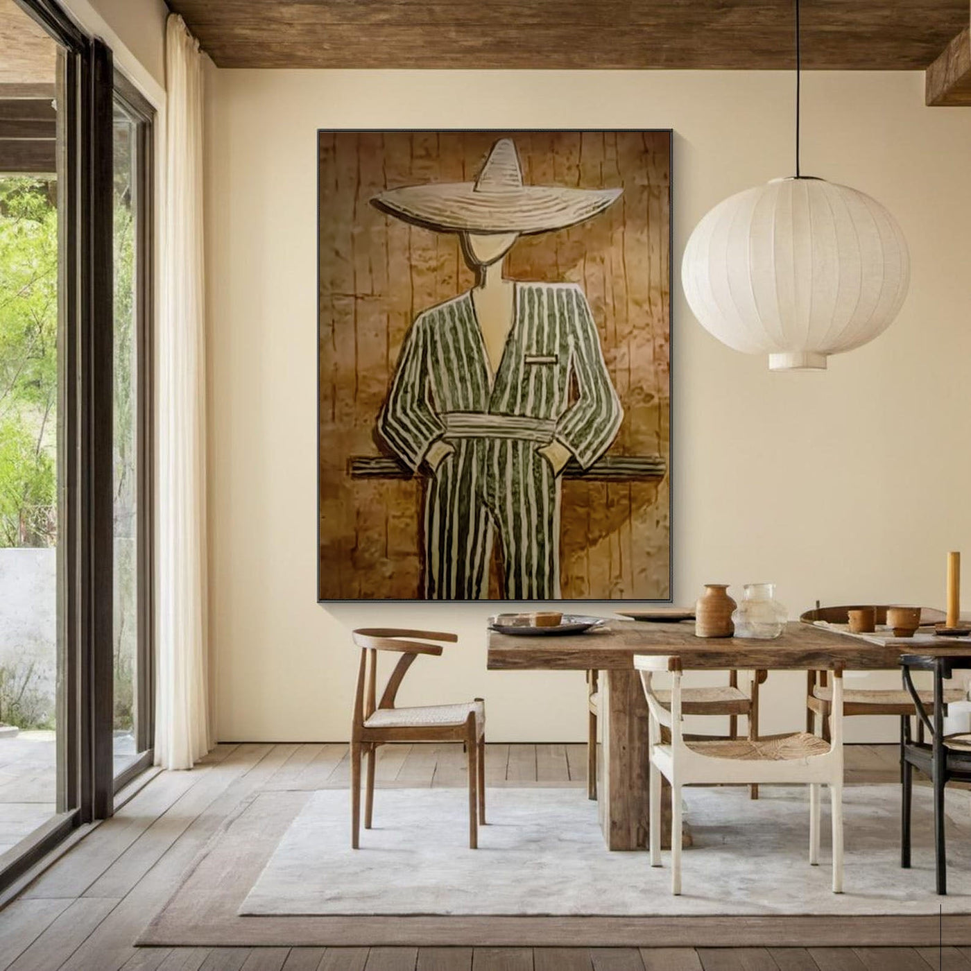 Textured Folk Opulence | Striped Sombrero