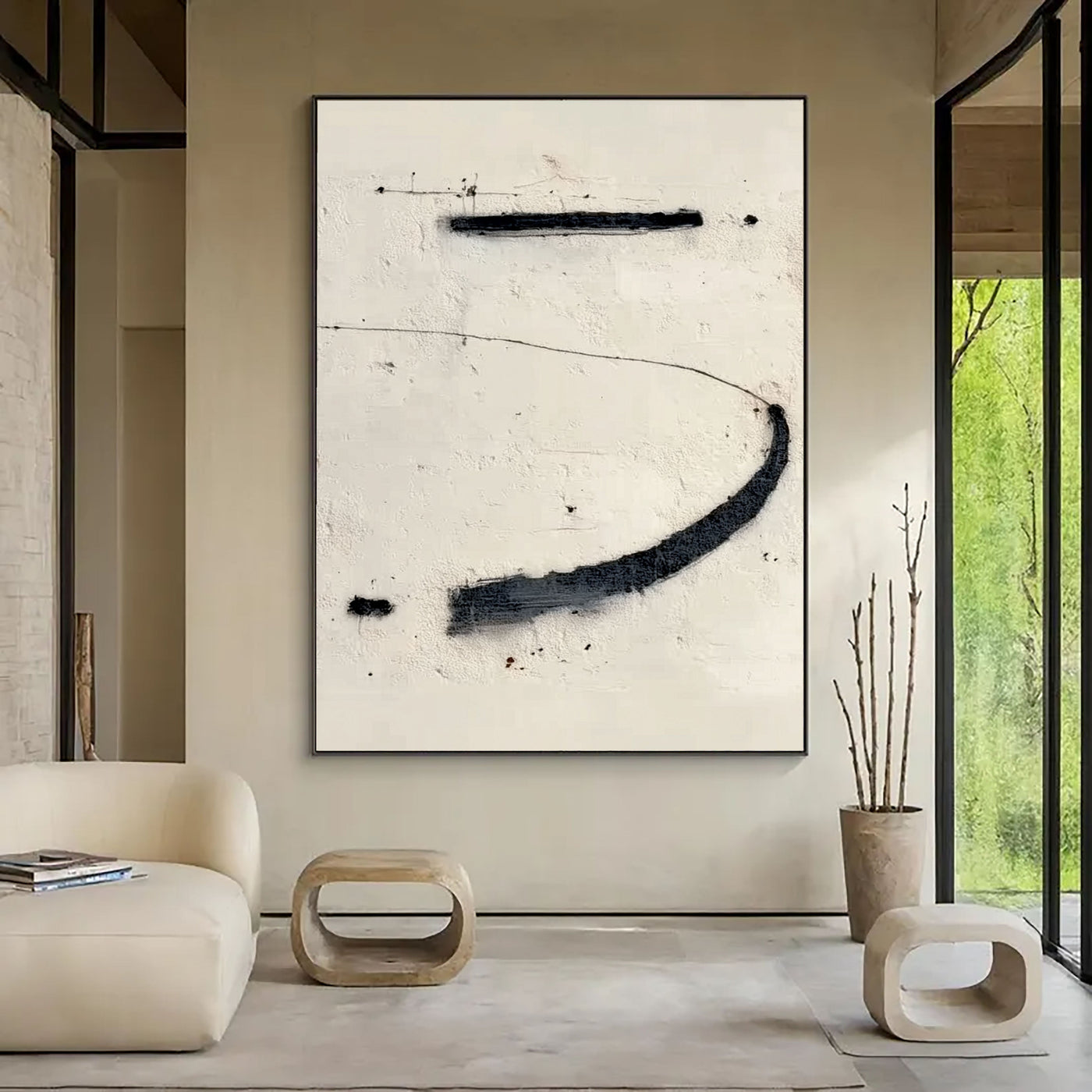Minimalist Brushstroke Study | Black White