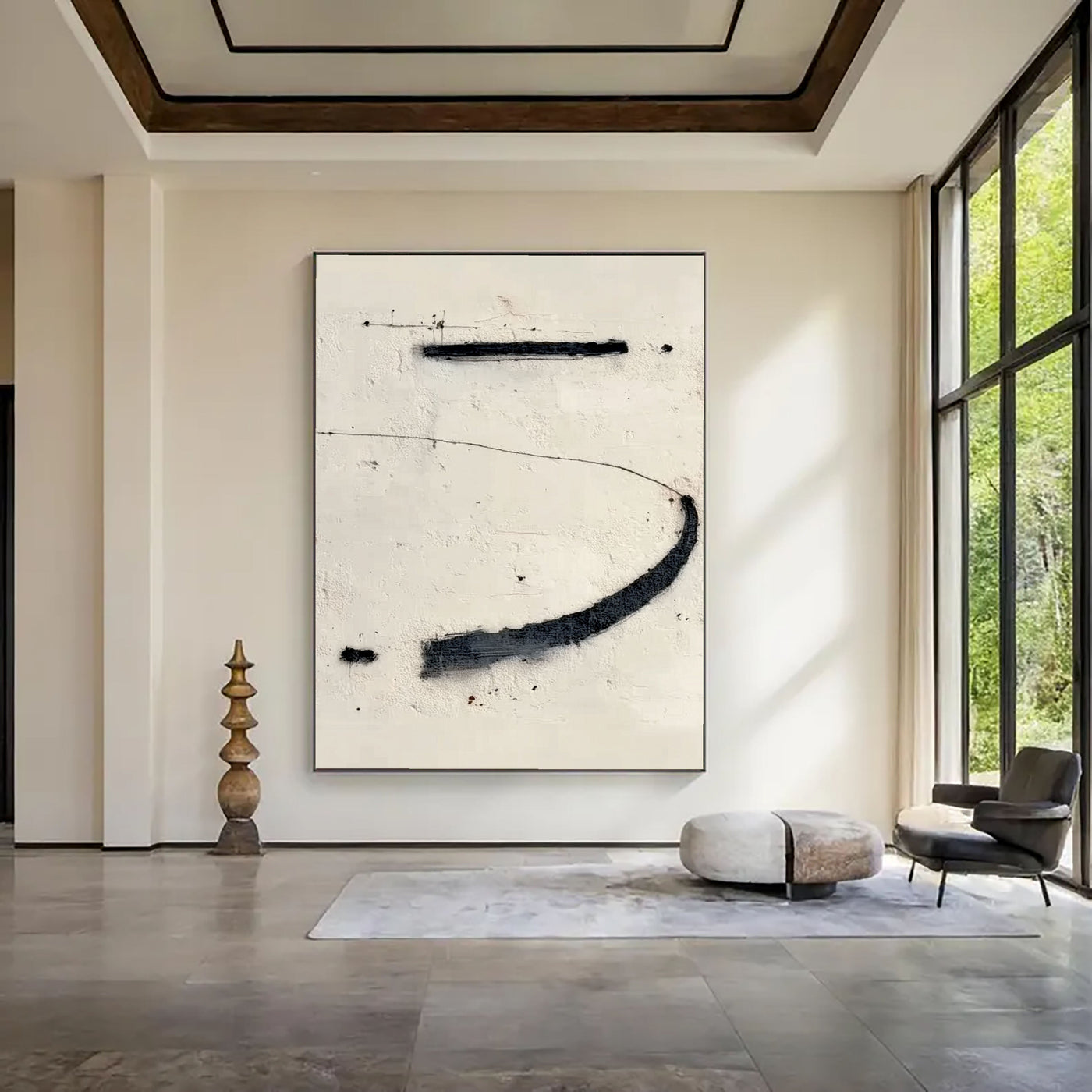 Minimalist Brushstroke Study | Black White