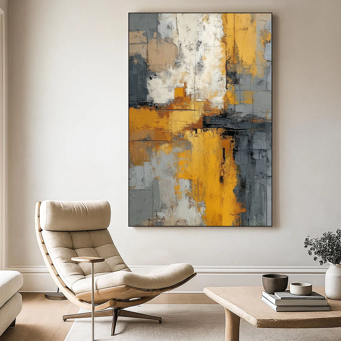 Bold Textured Abstract | Golden Grey
