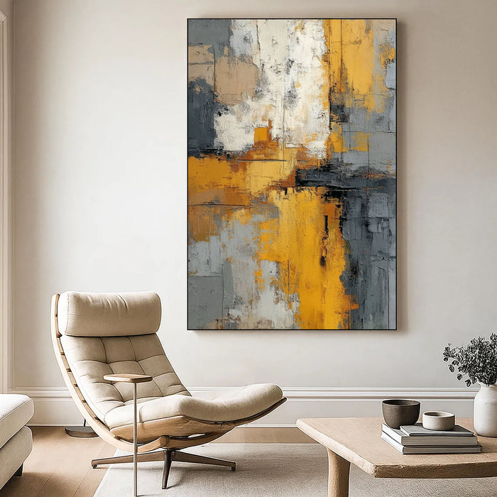 Bold Textured Abstract | Golden Grey