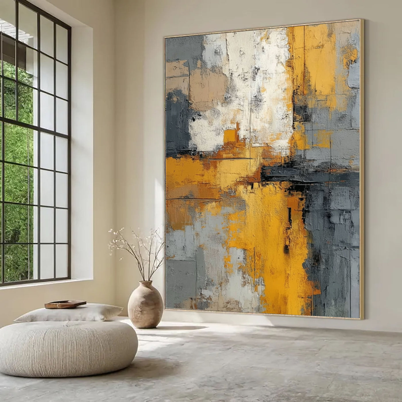 Bold Textured Abstract | Golden Grey