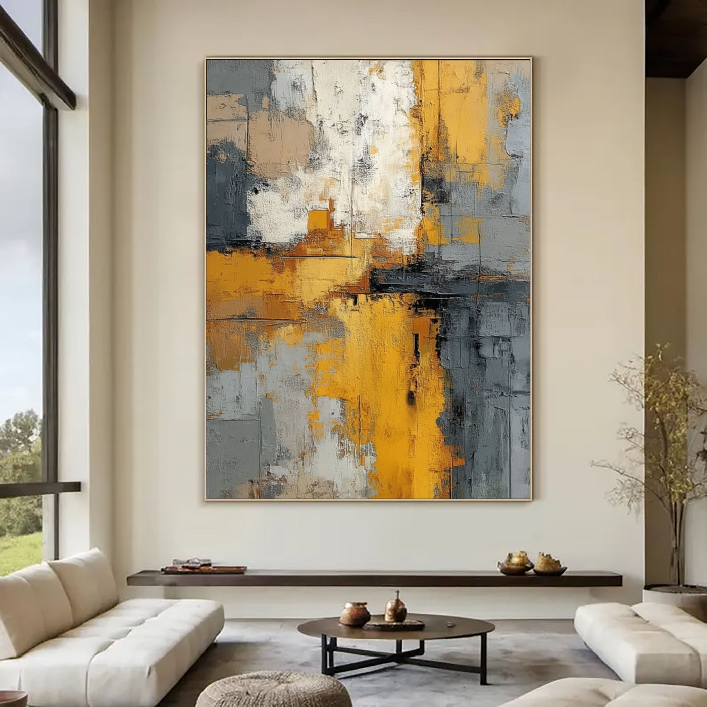 Bold Textured Abstract | Golden Grey