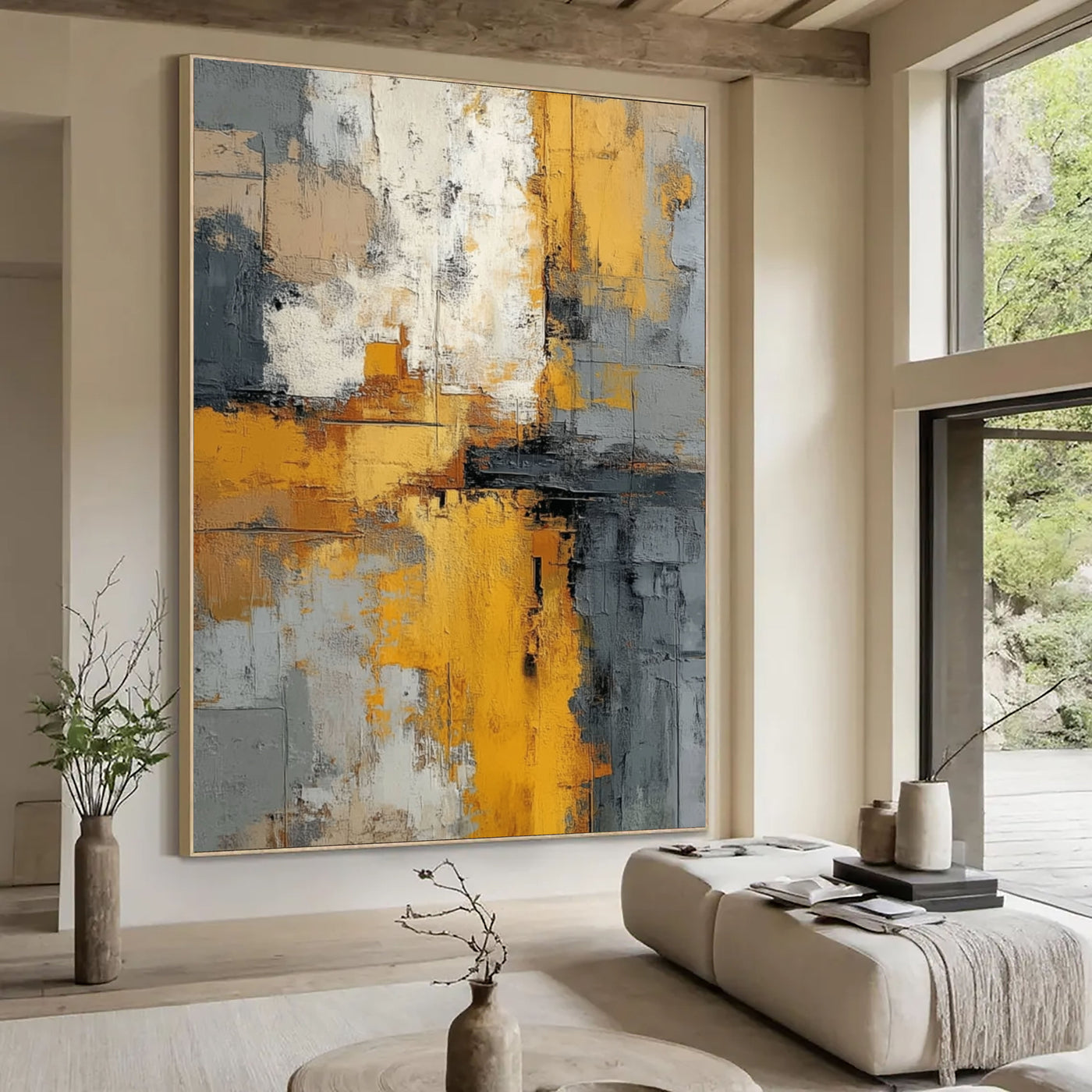 Bold Textured Abstract | Golden Grey