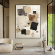 Textured Geometric Abstract | Beige Black