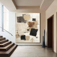 Textured Geometric Abstract | Beige Black