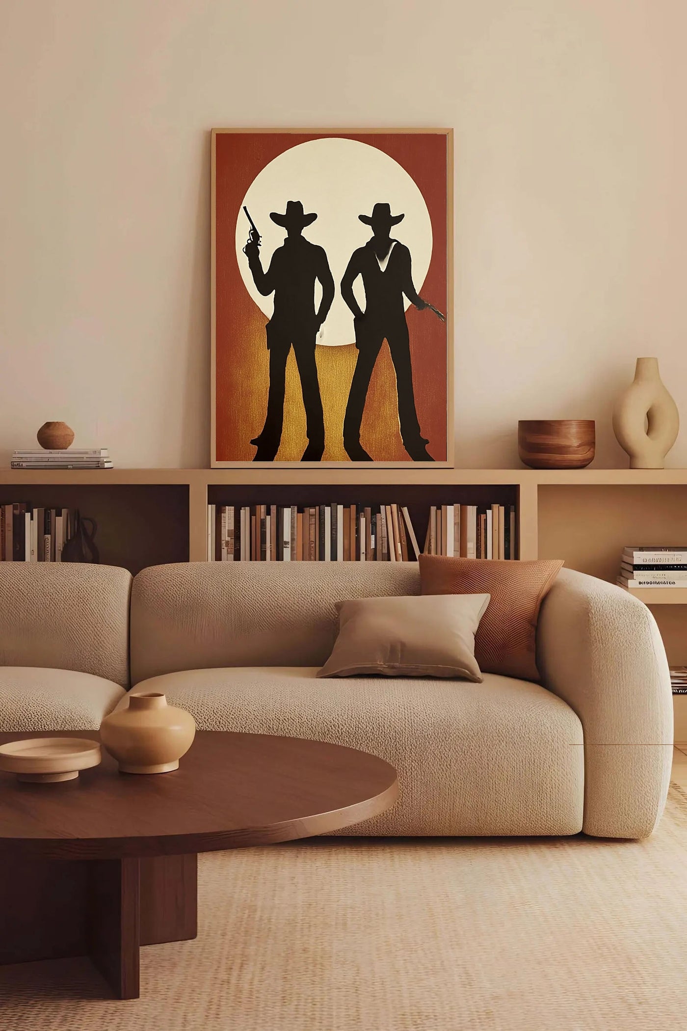 Textured Cowboy Silhouette | Sunset Glow