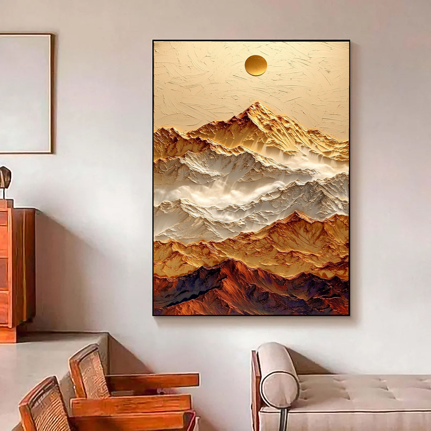 Textured Mountain Peaks | Gold White