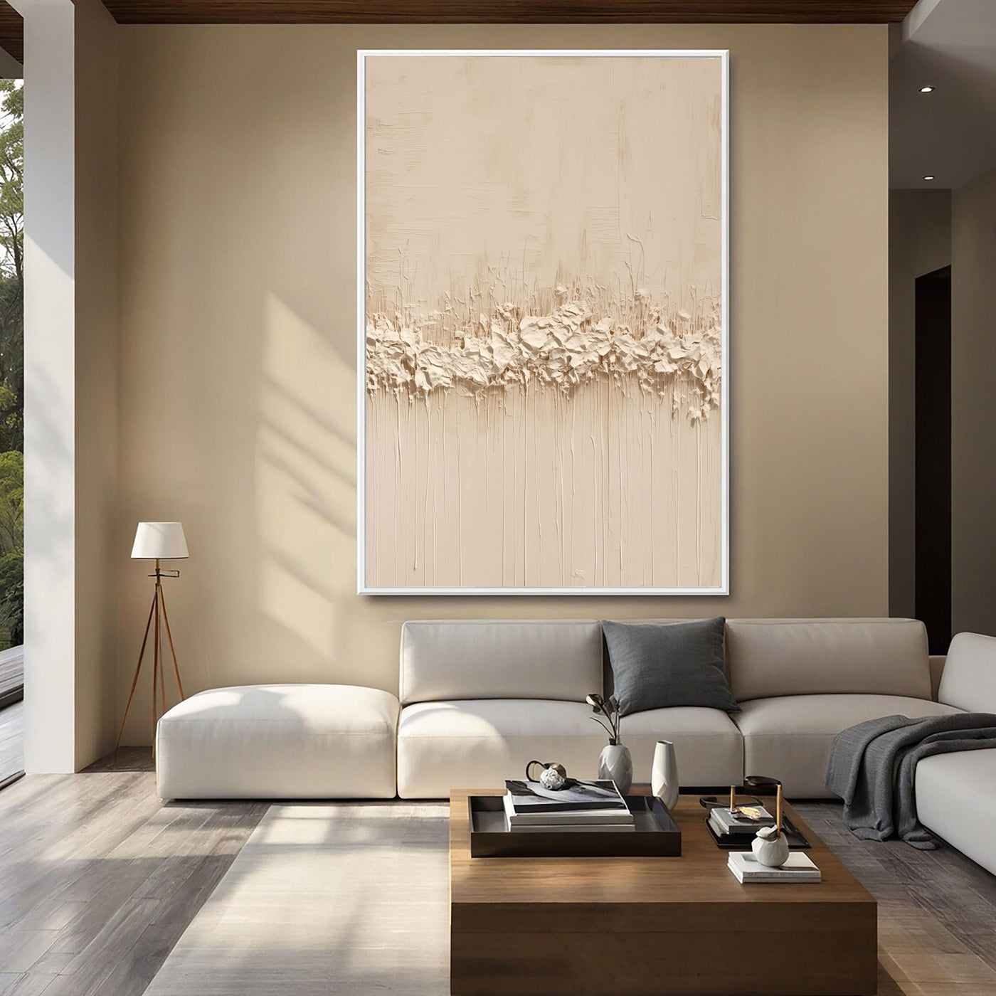 Strukturierte, minimalistische Gräser | Beige Weiß