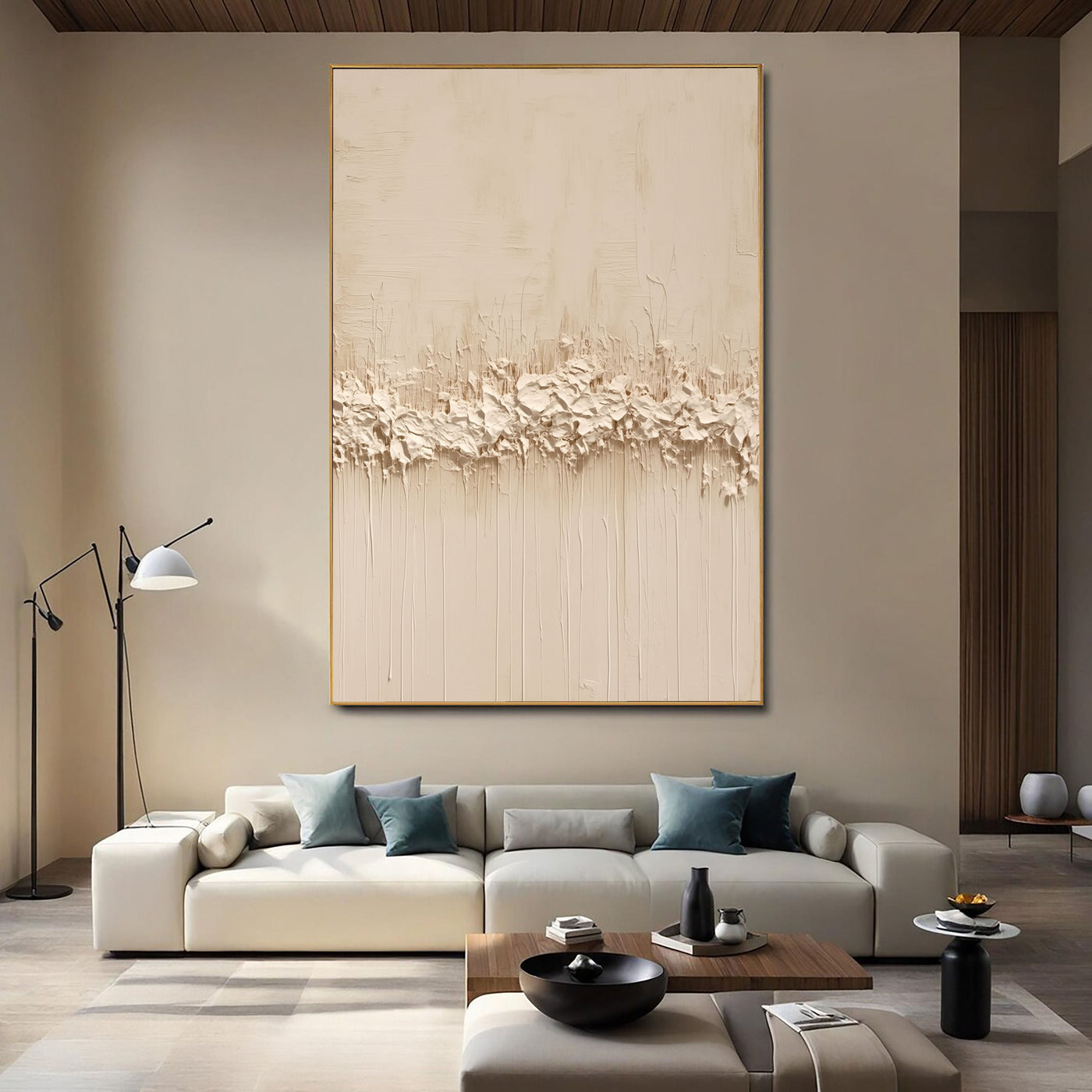 Strukturierte, minimalistische Gräser | Beige Weiß