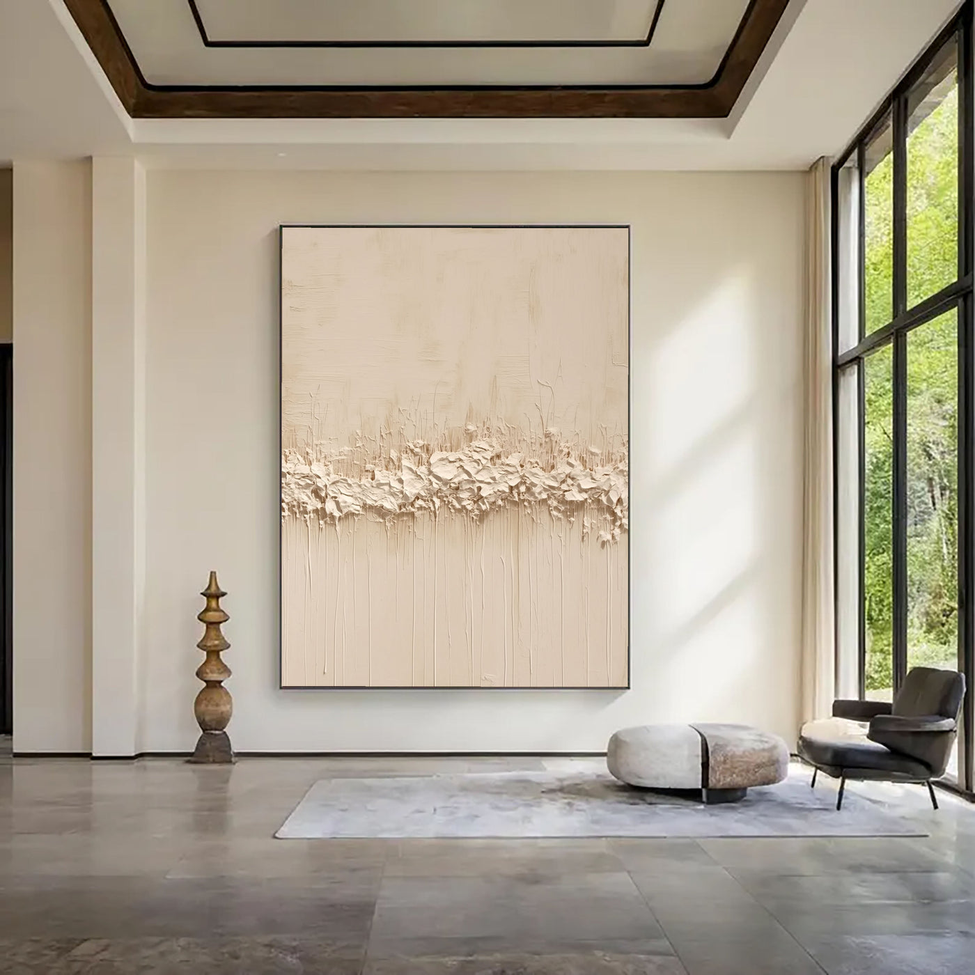 Strukturierte, minimalistische Gräser | Beige Weiß