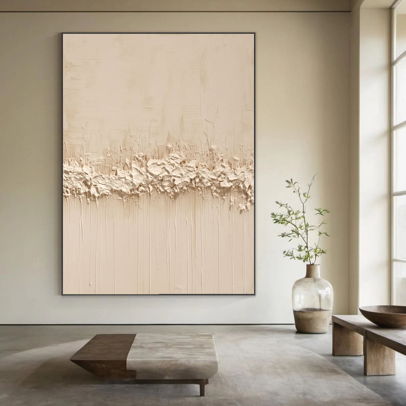 Strukturierte, minimalistische Gräser | Beige Weiß