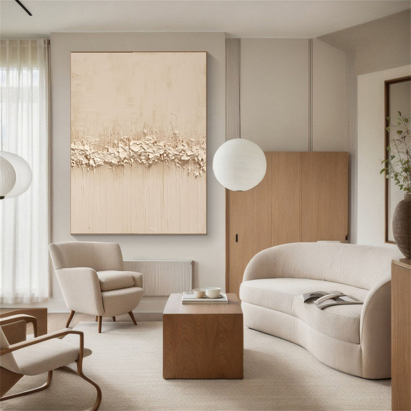 Strukturierte, minimalistische Gräser | Beige Weiß