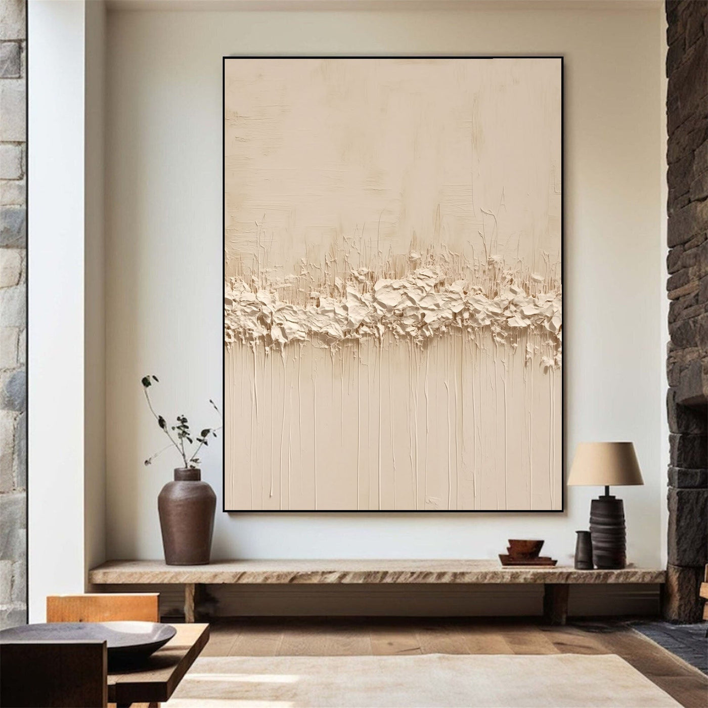 Strukturierte, minimalistische Gräser | Beige Weiß
