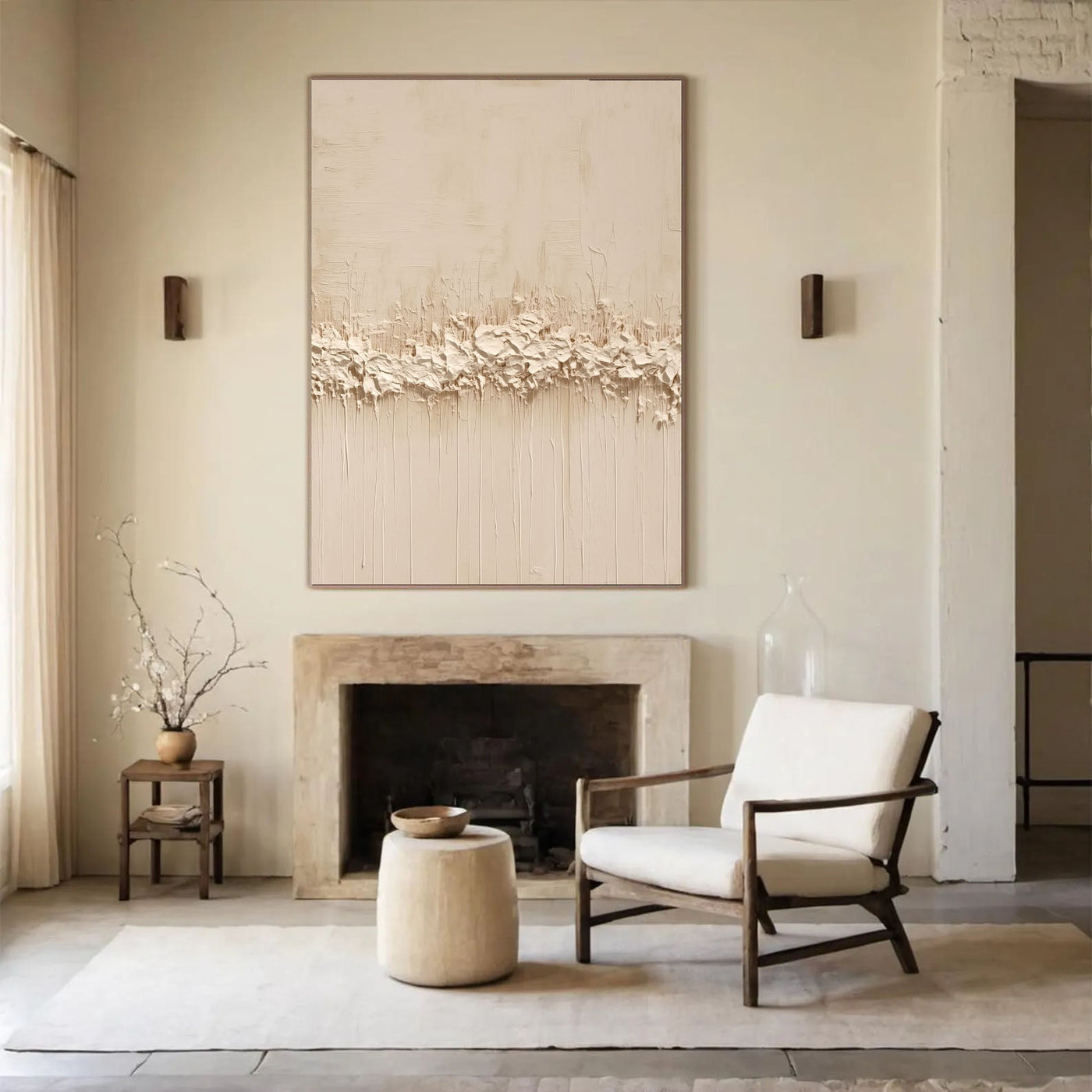 Strukturierte, minimalistische Gräser | Beige Weiß