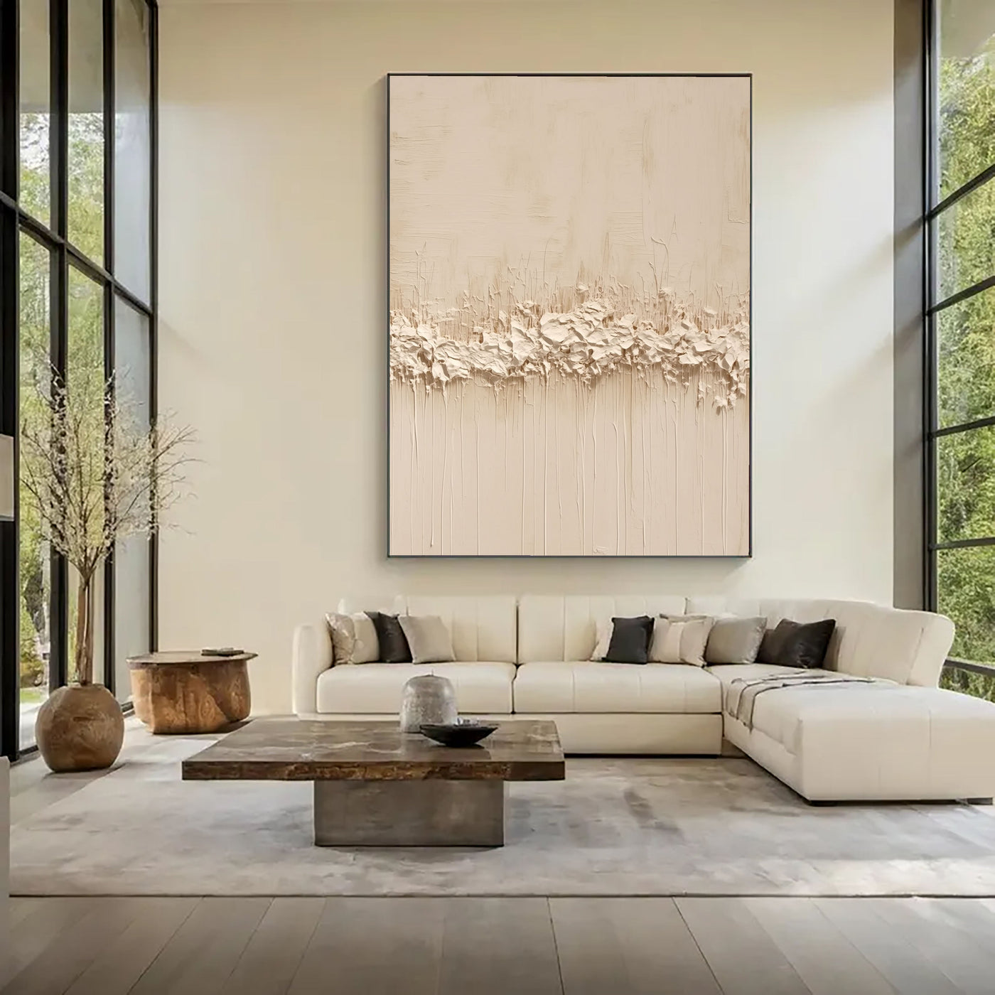 Strukturierte, minimalistische Gräser | Beige Weiß