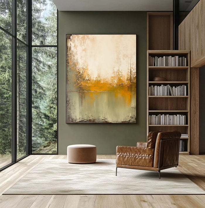Textured Autumn Reflections | Gold Green