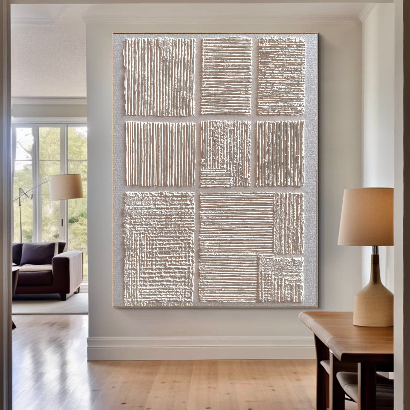 Textured Geometric Minimalism | White Grid