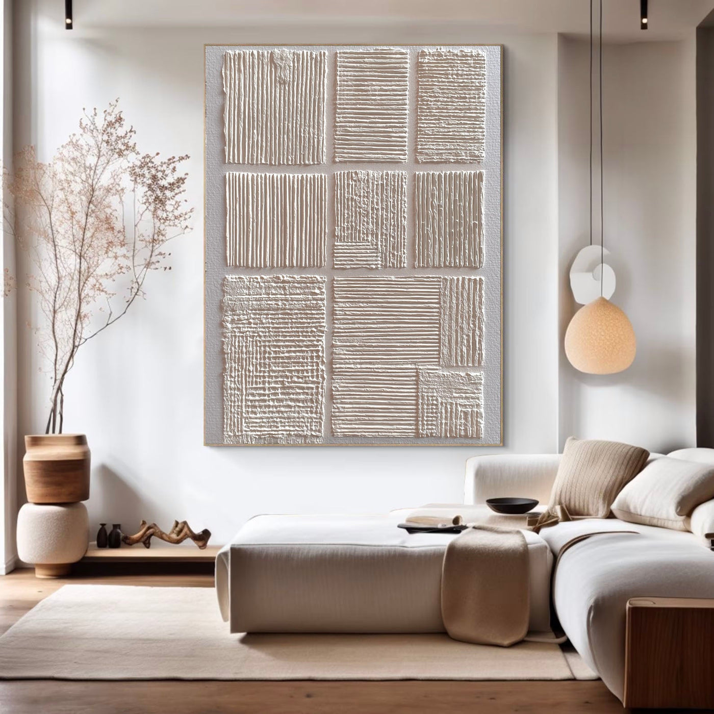 Textured Geometric Minimalism | White Grid