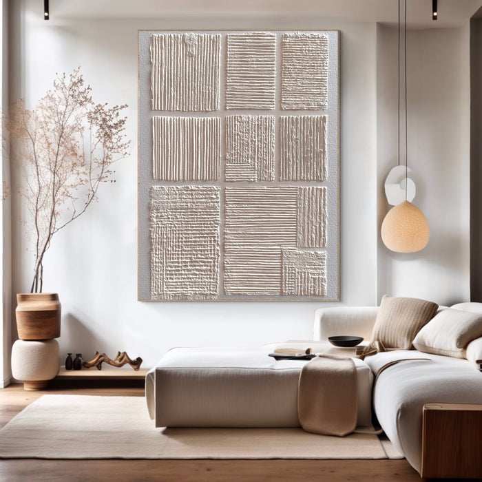 Textured Geometric Minimalism | White Grid