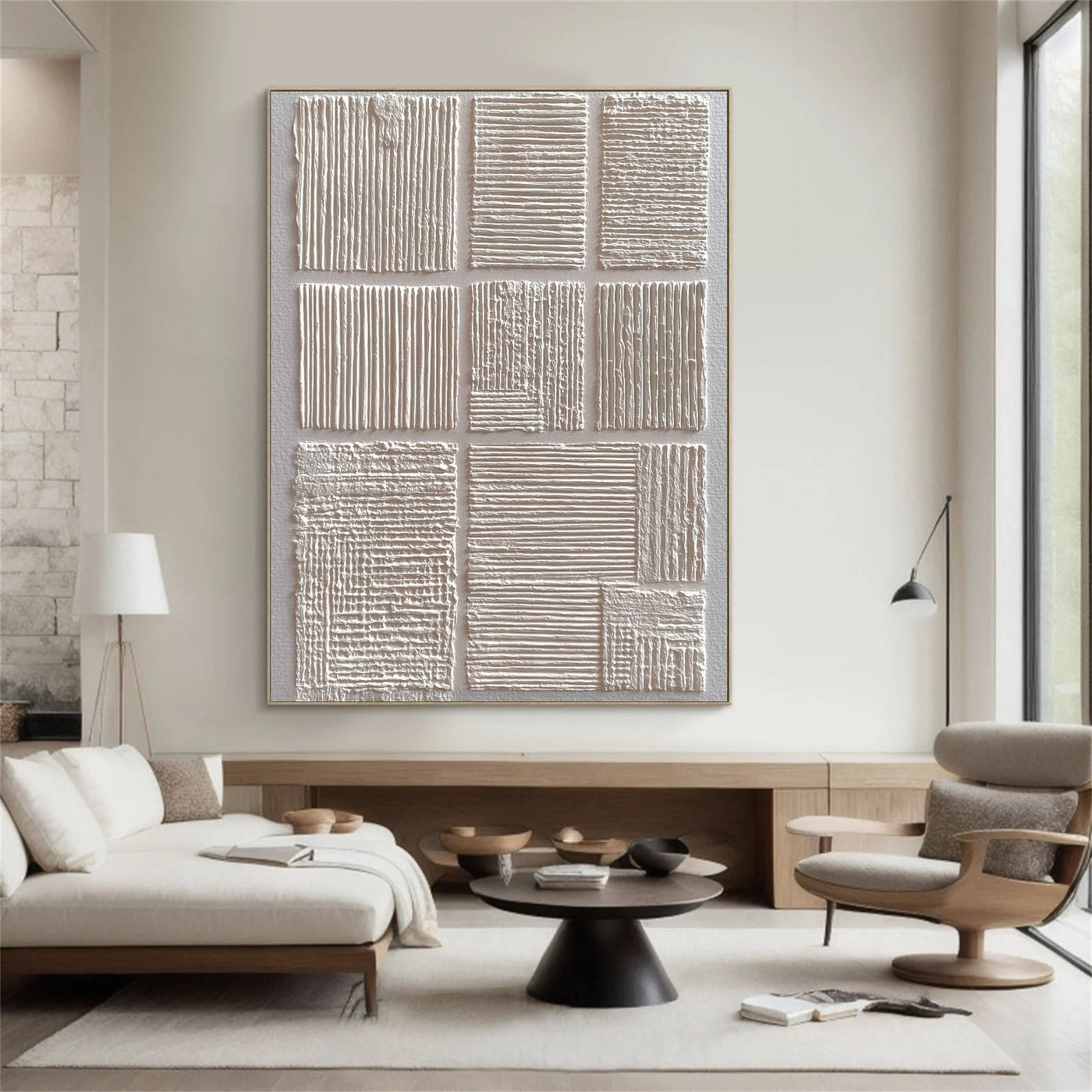 Textured Geometric Minimalism | White Grid