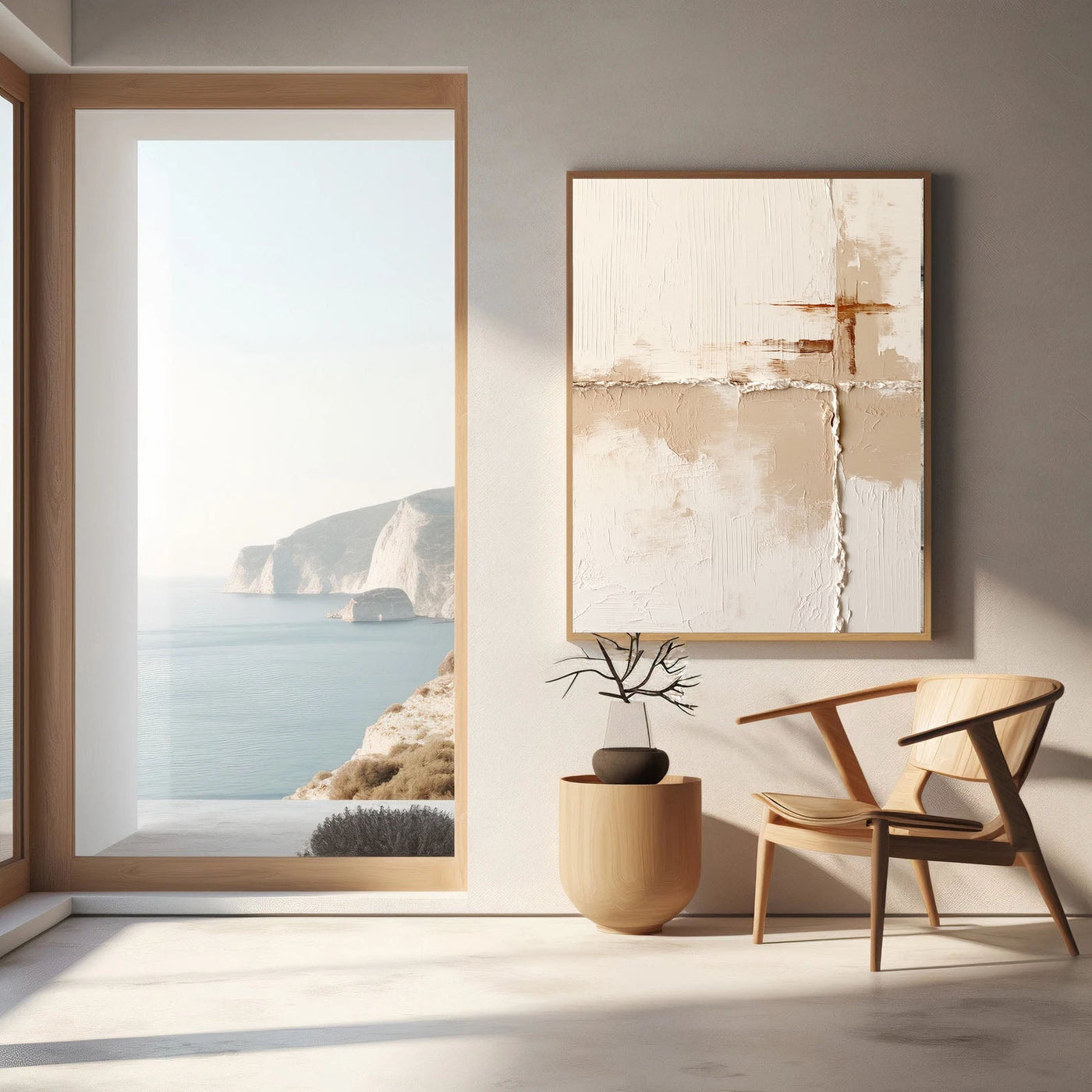 Textured Minimalist Blocks | Beige White