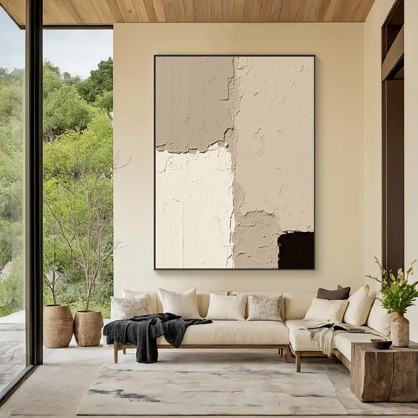 Textured Cracked Layers | Beige Black
