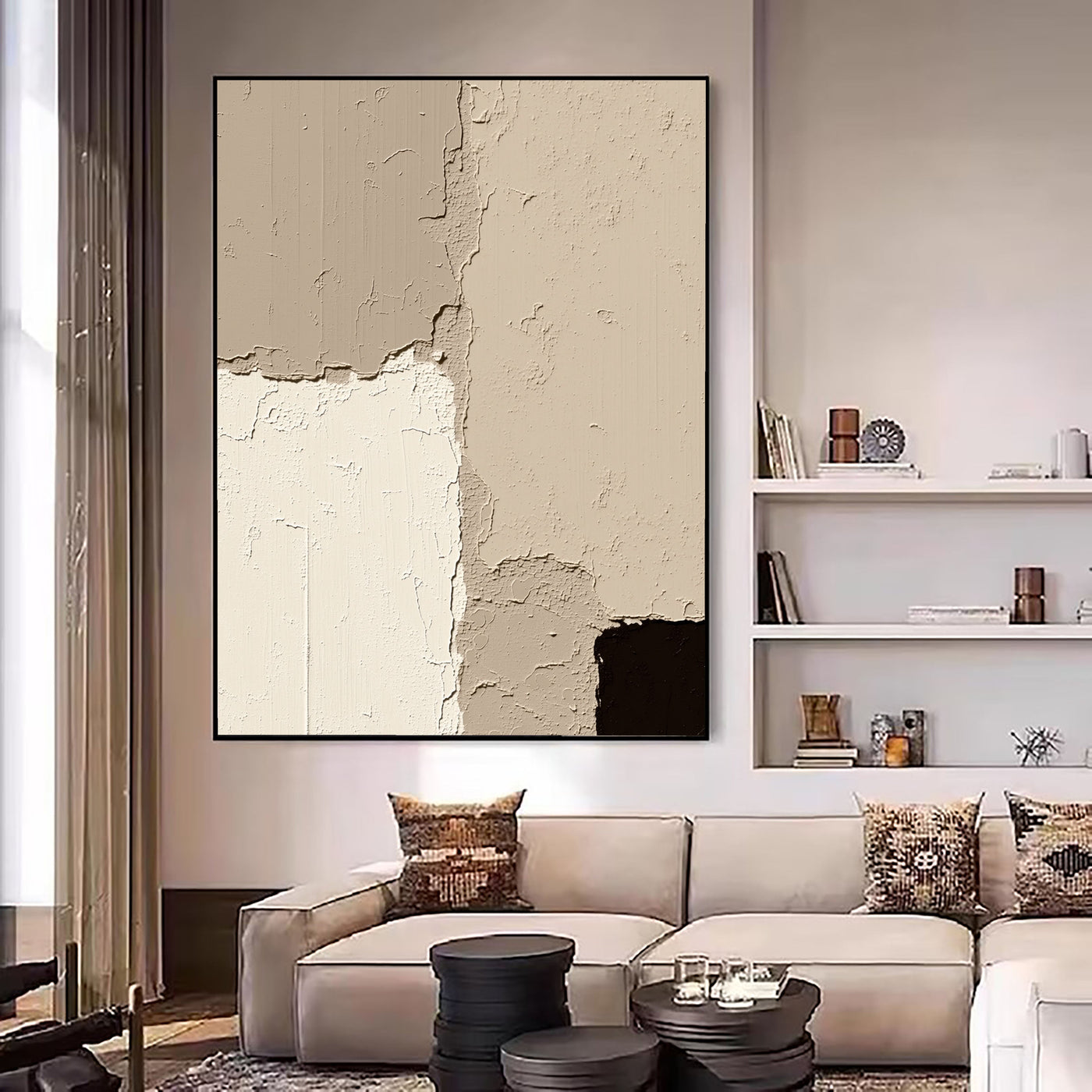 Textured Cracked Layers | Beige Black