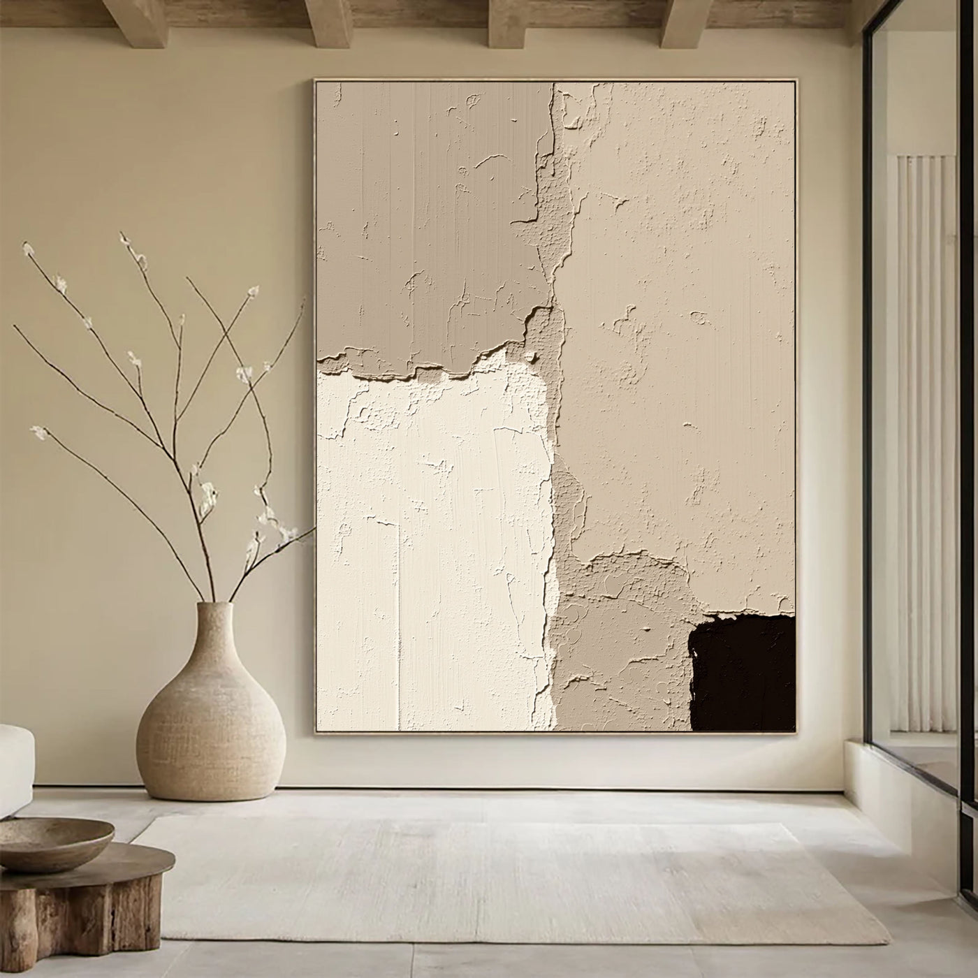 Textured Cracked Layers | Beige Black