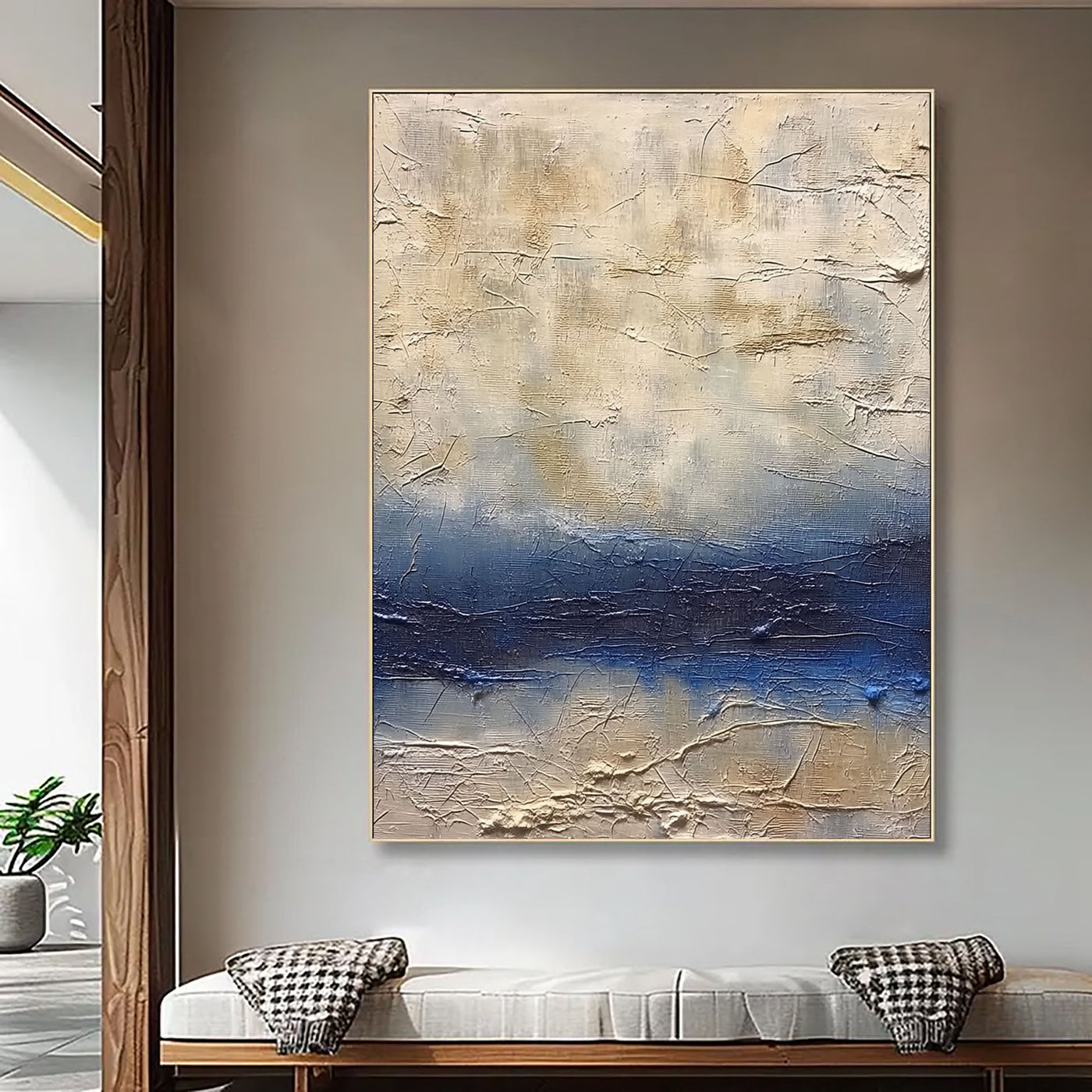 Strukturierter Küstenhorizont | Blau Beige