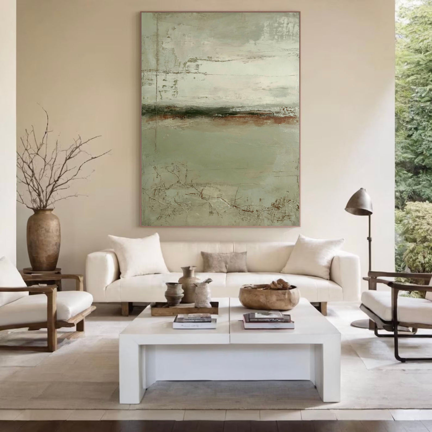 Textured Earthy Horizon | Muted Green