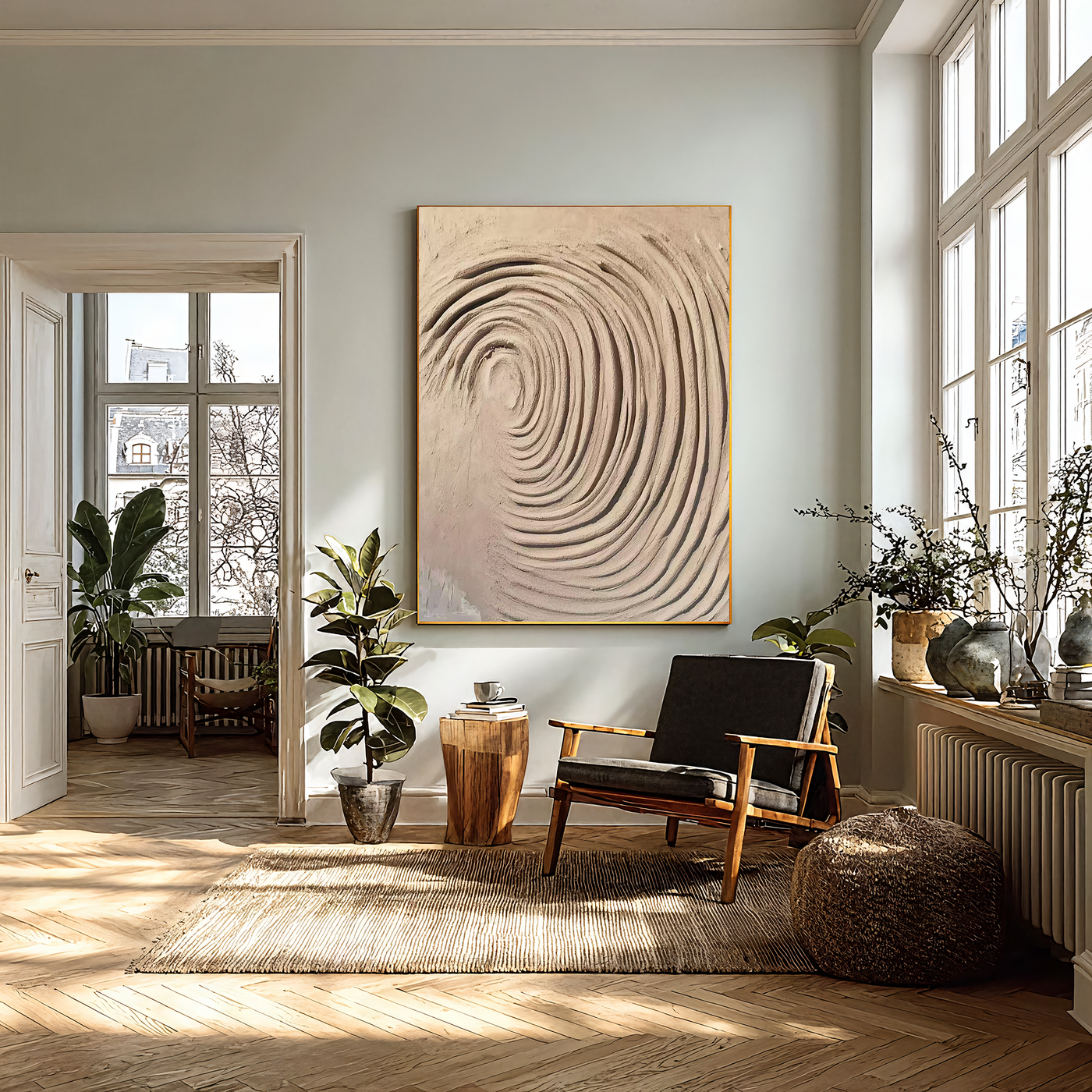 Textured Spiral Opulence | Beige Grey