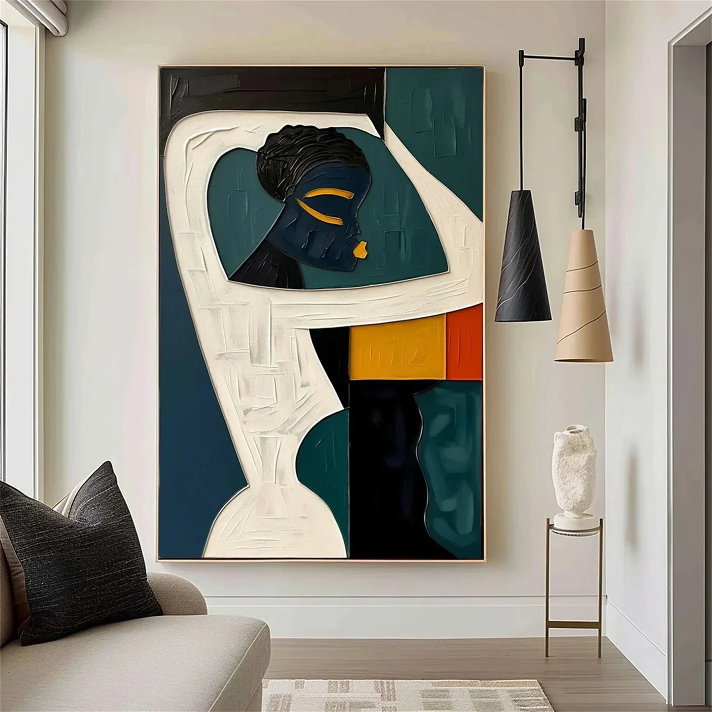 Abstract Portrait Textured Wall Art #PB001