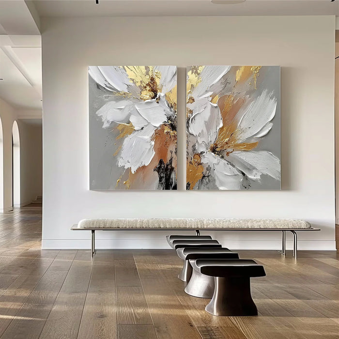 Flower & Tree Textured Abstract Wall Art Set of 2 #SF049