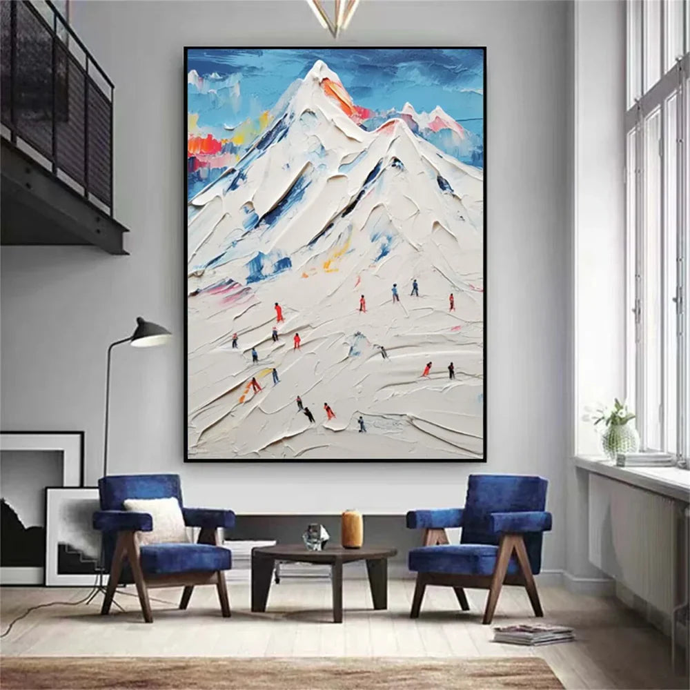 Skiing Sport Art Textured Canvas #PT013