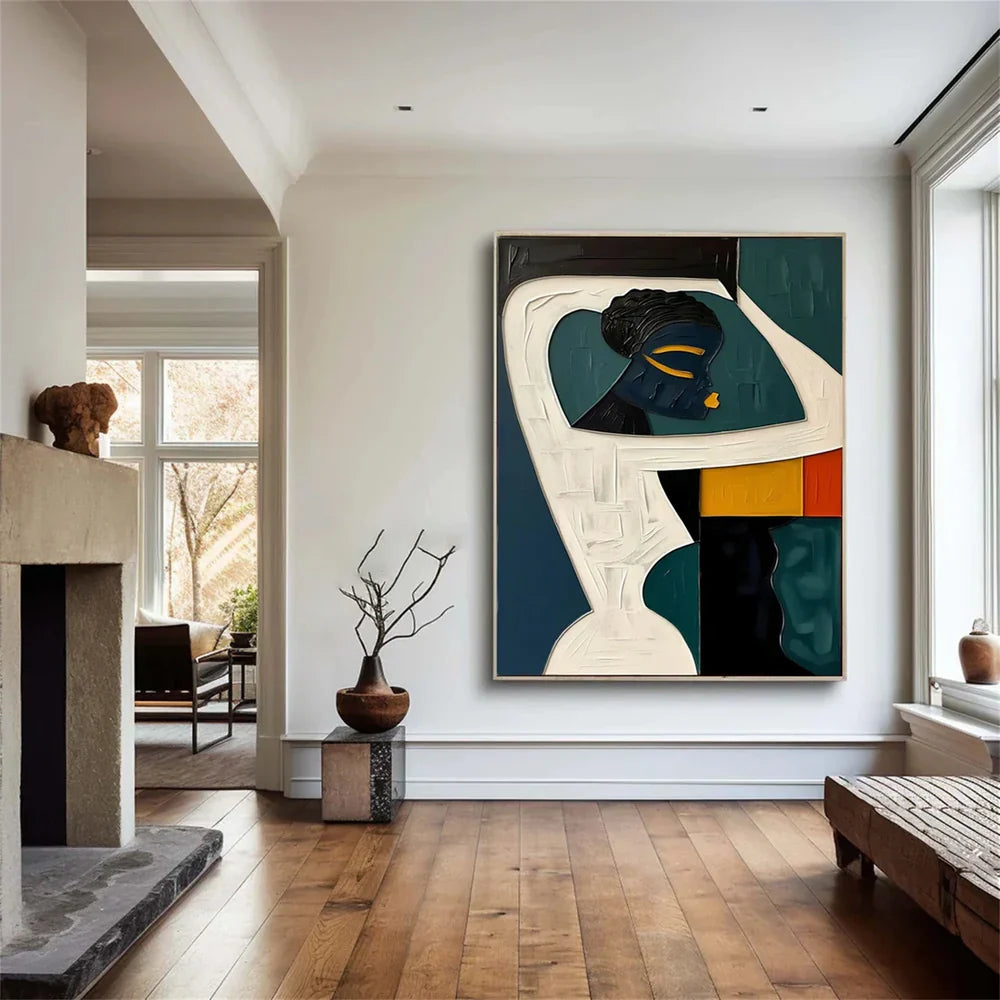 Abstract Portrait Textured Wall Art #PB001