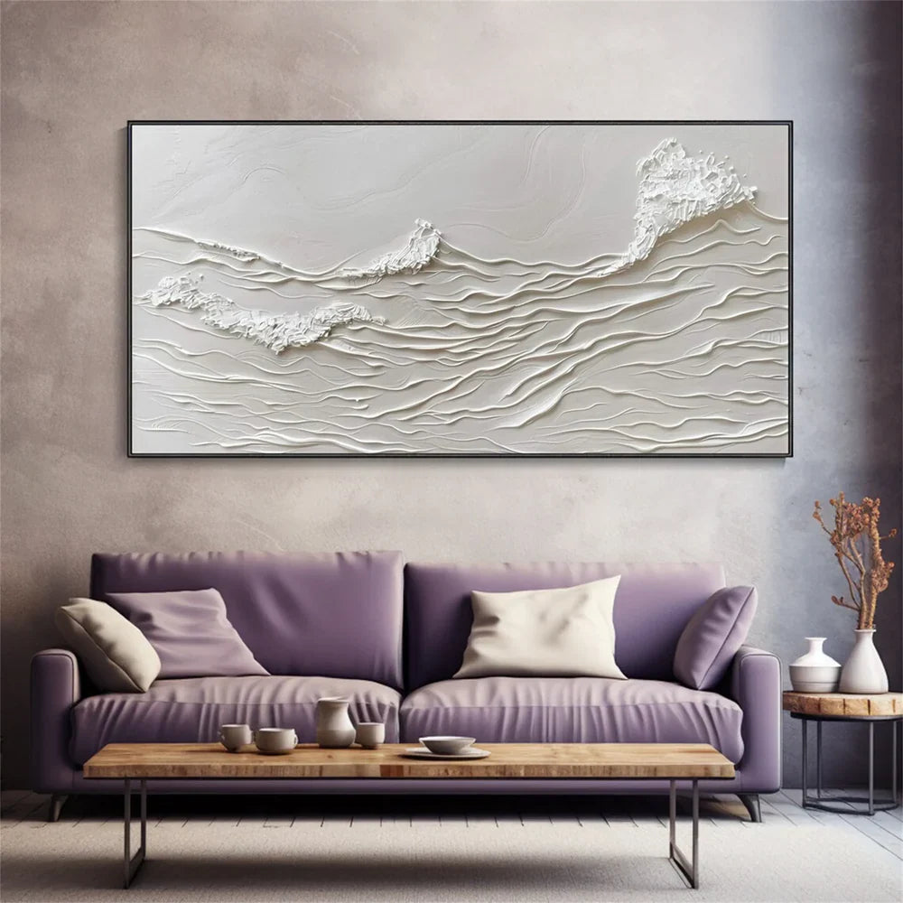 White Minimalist Textured Wall Art #MT119
