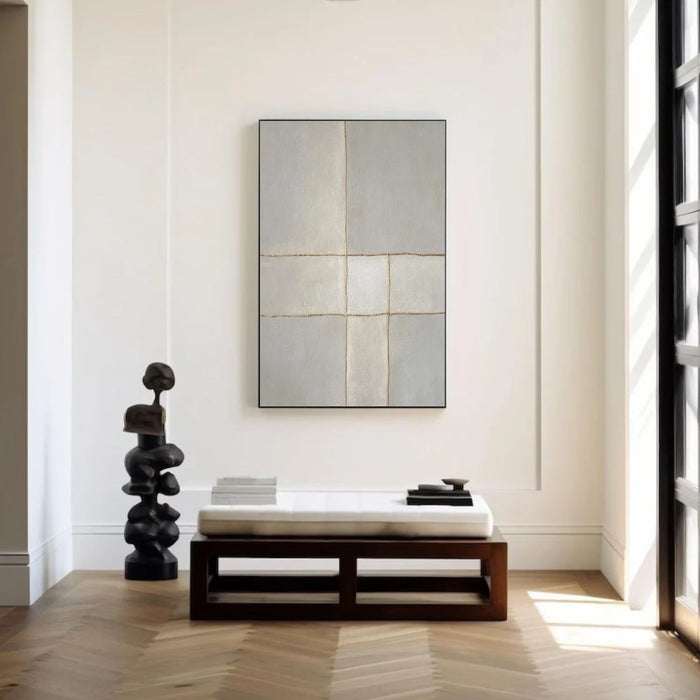 Beige and Grey Minimalist Plaster Textured Wall Art #MT142