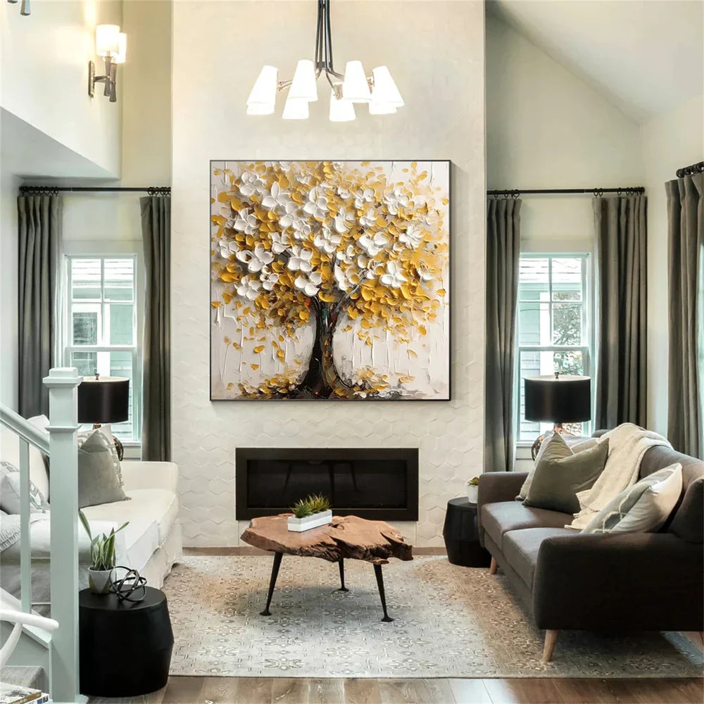 Flower & Tree Textured Abstract Wall Art #SF042