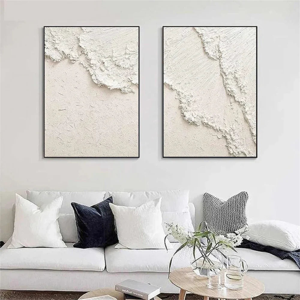 White Minimalist Textured Wall Art Set of 2 #MT121