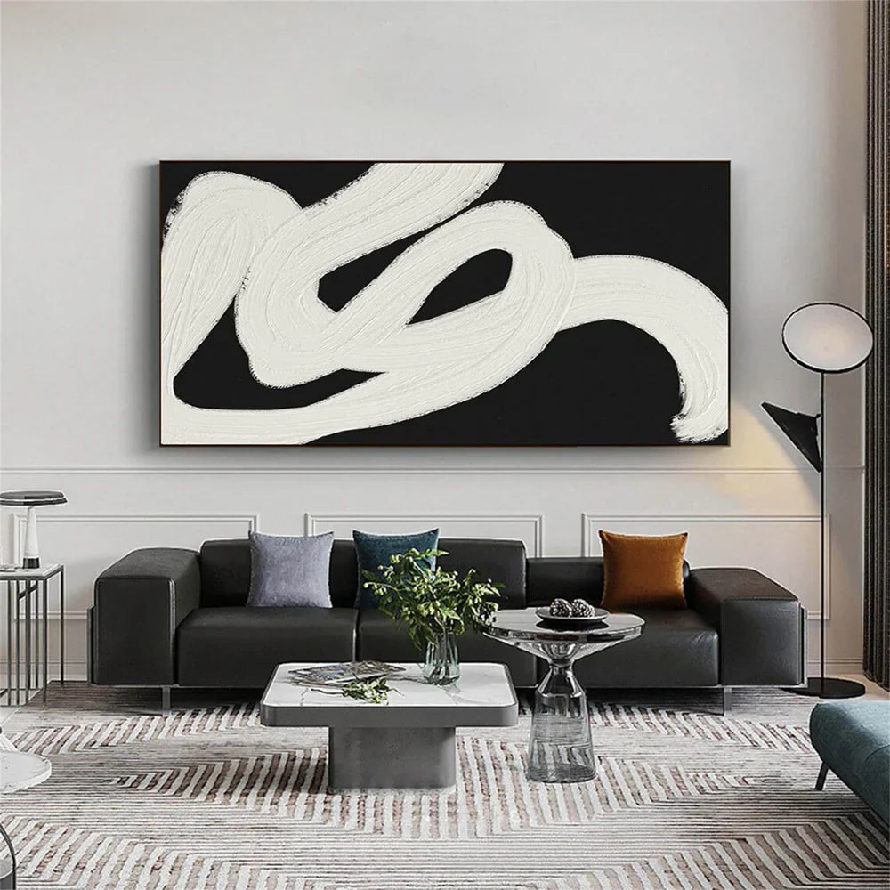 Black and White Minimalist Textured Wall Art #MT045