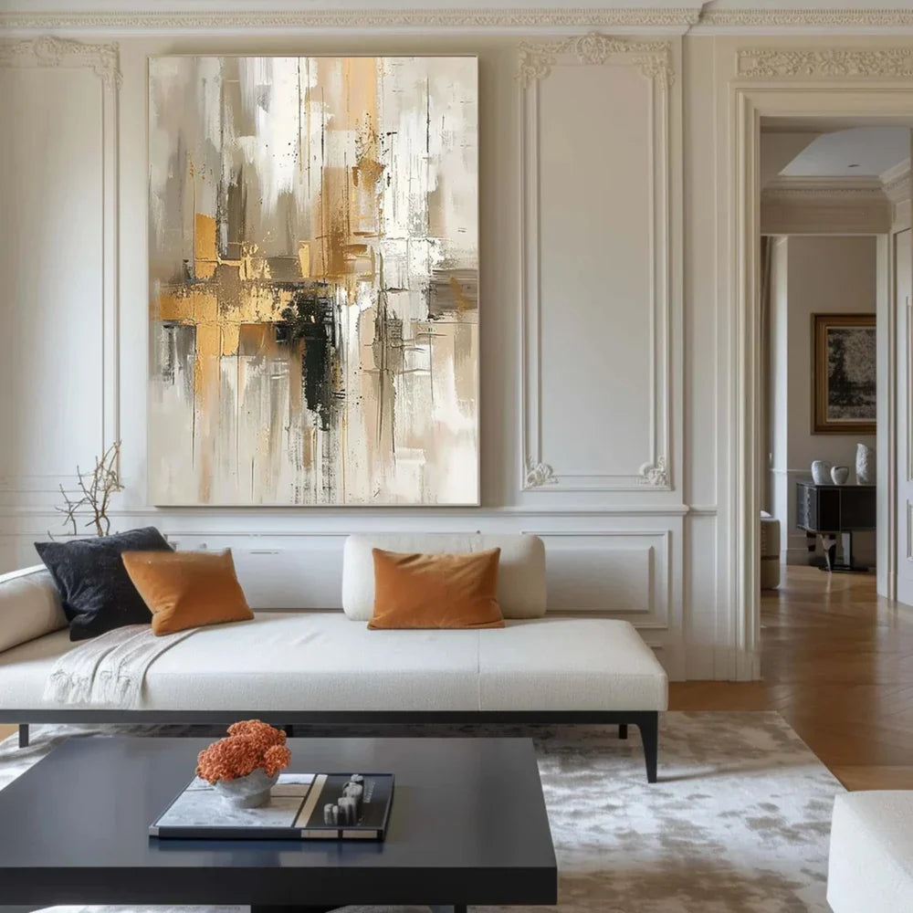 Beige and Brown Abstract Wall Art #AT001