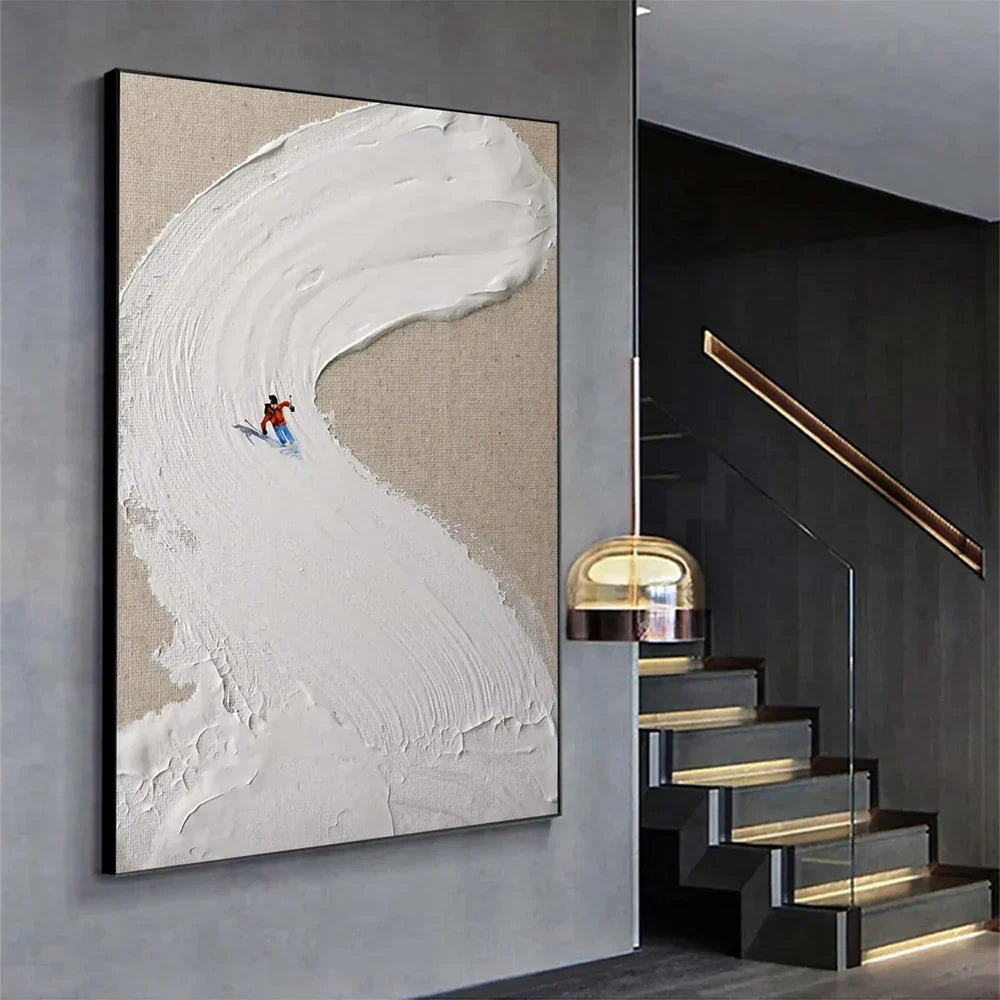 Skiing Sport Art Textured Canvas #PT014