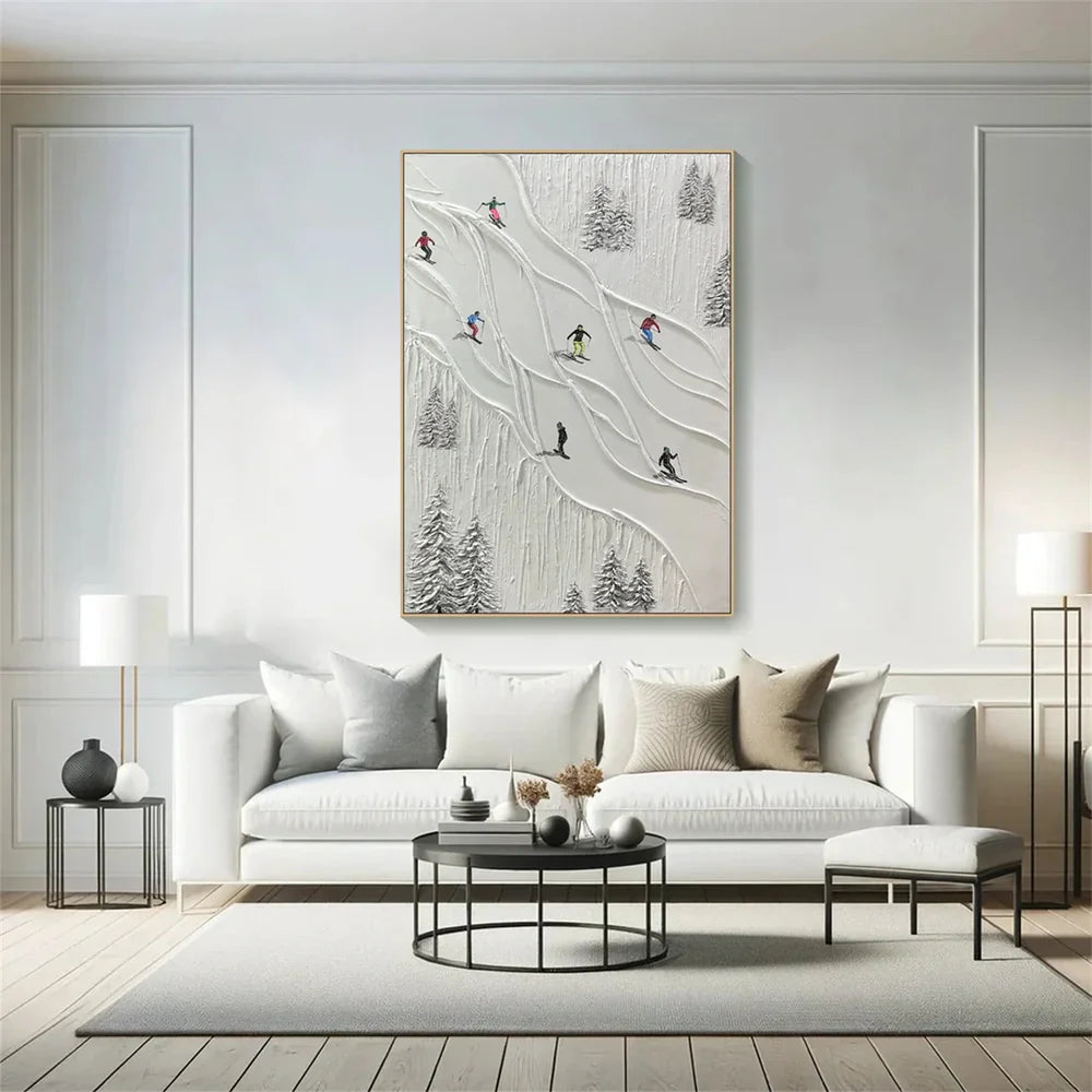 Skiing Sport Art Textured Canvas #PT005