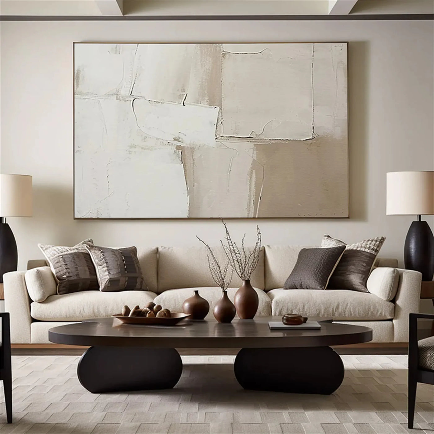 Beige and Brown Abstract Wall Art #AT010