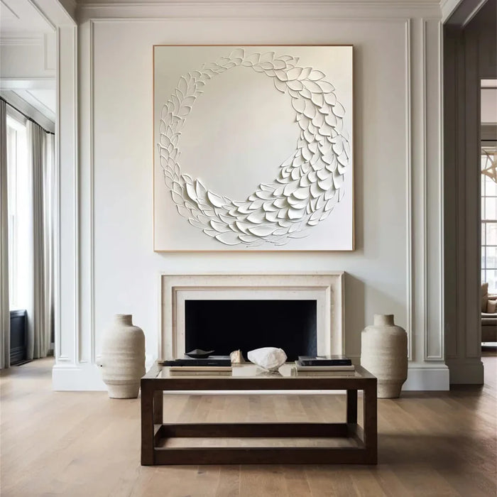 White Minimalist Textured Wall Art #MT125