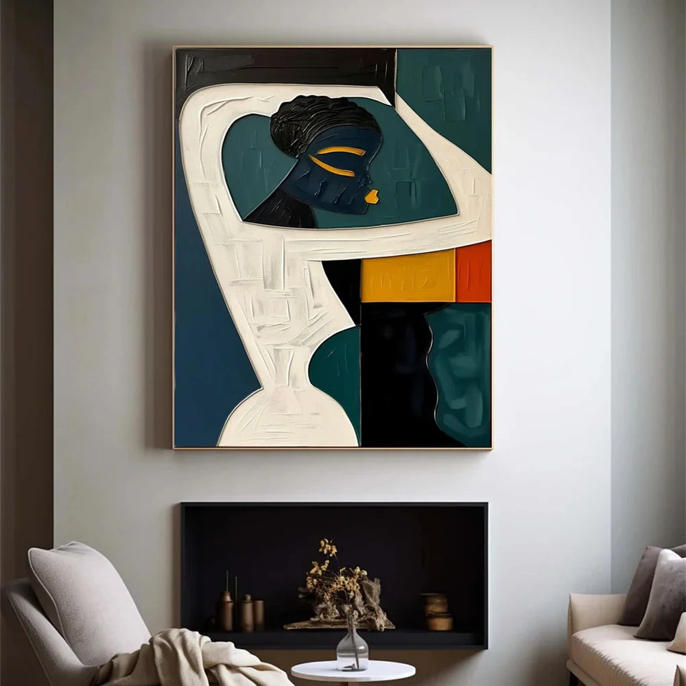 Abstract Portrait Textured Wall Art #PB001