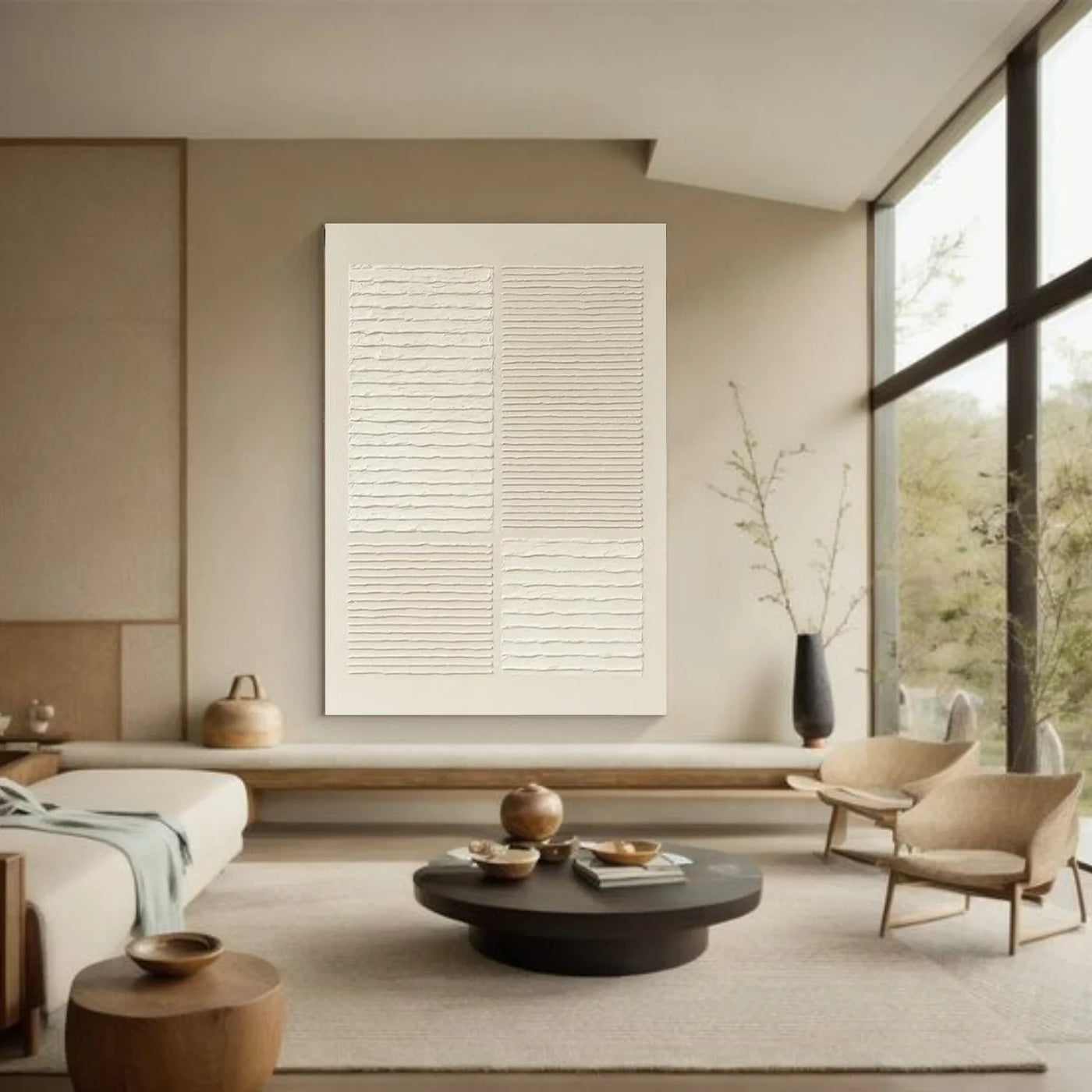 White Minimalist Textured Wall Art #MT141